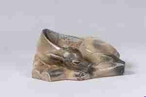 Glassware- Ceramics - Sleeping Deer Unknown signature A 1933 28 x 14