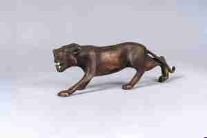 Sculpture - Unknown Artist Nepal - Bronze Leopard in Fighting Pose